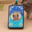 Ethnic Square Alloy Wood Pendant Necklace with Nepalese Thangka Design