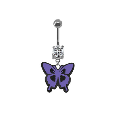 Japanese Punk Spider Butterfly Rhinestone Belly Ring in Stainless Steel and Copper