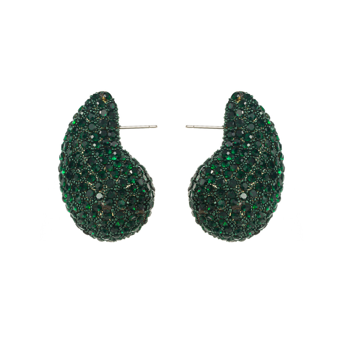 Pair of Geometric Rhinestone Teardrop Stud Earrings