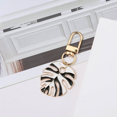 Cute Leaf Alloy Keychain for Women - Colorful Bag Charm and Gift Accessory