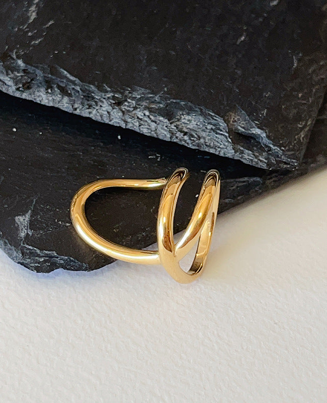 Minimalist Geometric 18k Gold Plated Titanium Steel Twist Rings