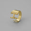 Fashion Alphabet Titanium Steel Gold Plated Open Ring