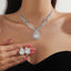 Elegant Rhinestone Inlay Bridal Jewelry Set - Necklace and Earrings