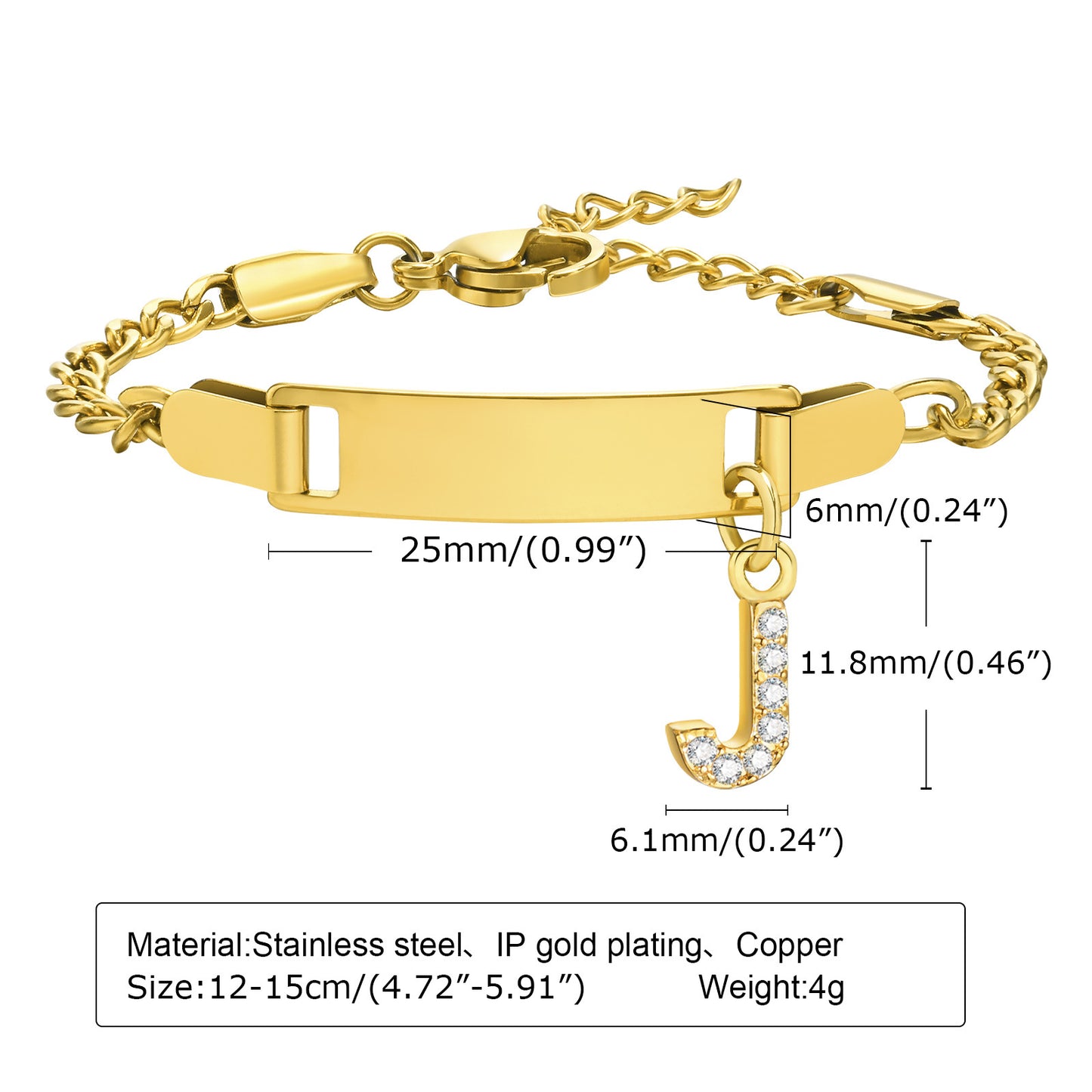 Stainless Steel Zircon Inlay English Letter Bracelet for Women and Children