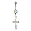 Piercing Jewelry Stainless Steel Diamond Cross Pendant Navel Nail