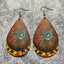 Retro Bohemian PU Leather Cross Water Drop Earrings