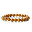 Retro Classic Round Wood Agate Beaded Bracelet with 8mm Tiger Eye and Rainbow Beads