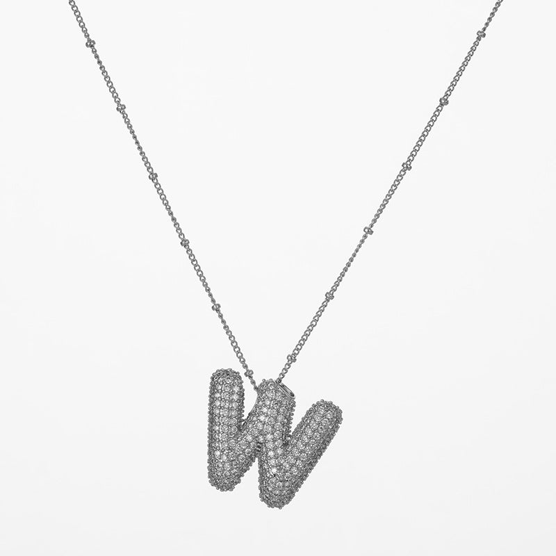 IG Style Minimalist Letter Zircon Pendant Necklace - Gold & Silver Plated