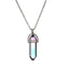 Gradient Stainless Steel Natural Stone Crystal Pendant Necklace