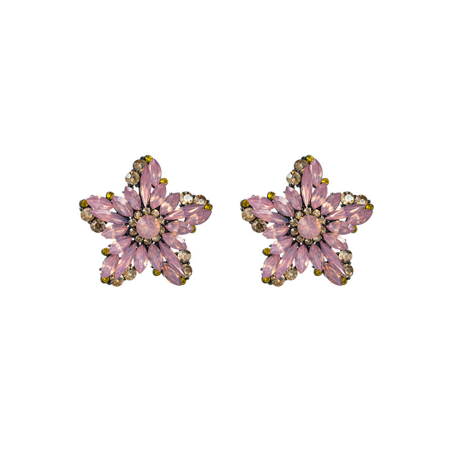 Elegant Gold Plated Pentagram Zircon Stud Earrings for Women