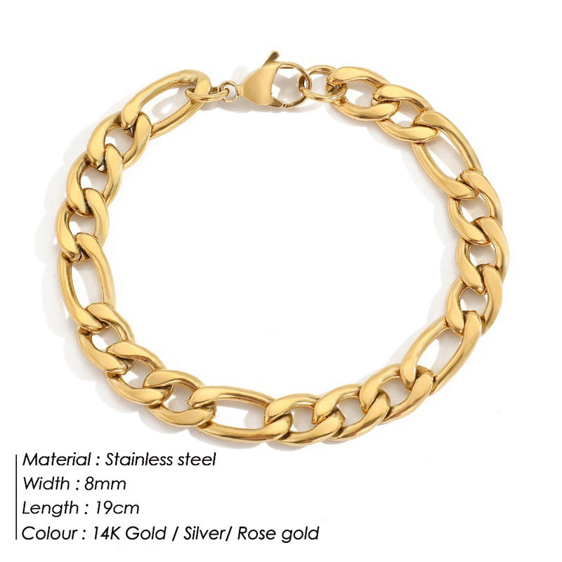 Figaro Chain Stainless Steel Gold Plated Bracelet