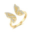 Shiny Zircon Inlay Butterfly Open Ring - Minimalist Design