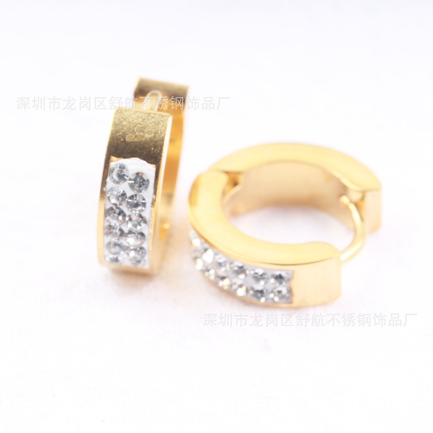 Fashion Punk Titanium Steel Zircon Inlay Earrings