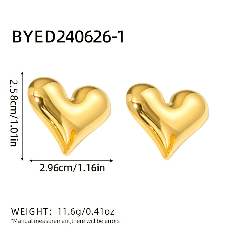 1 Pair Simple Style Classic Style Heart Shape Plating 304 Stainless Steel Ear Studs