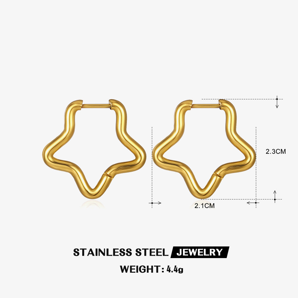 Geometric Titanium Steel Gold-Plated Earrings for Women