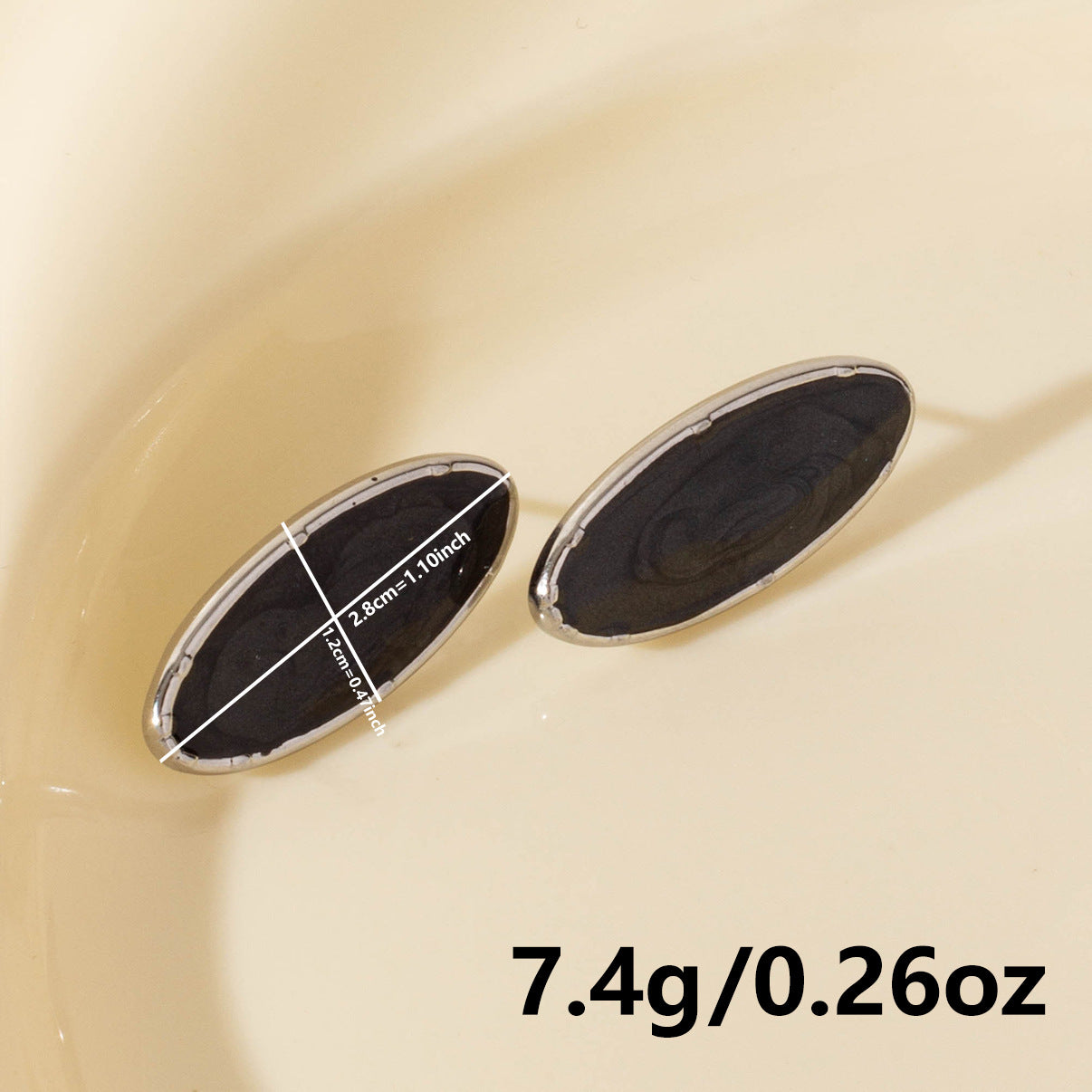 1 Pair Elegant Geometric Oval 304 Stainless Steel Ear Studs