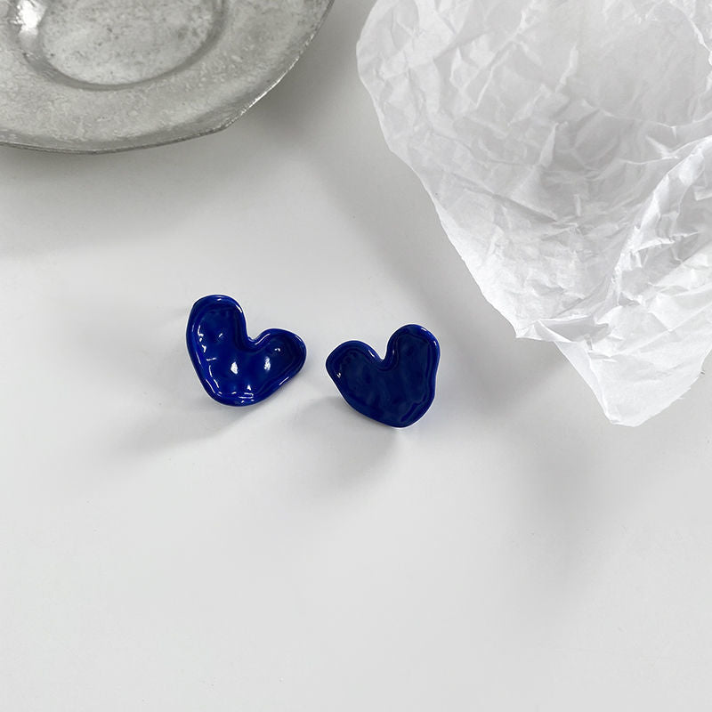 Klein Blue C Shape Alloy Stud Earrings - Niche Simple Design Korean Style for Women