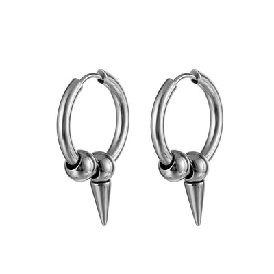 Fashion Stainless Steel Tapered Pendant Hoop Earrings for Men and Women