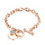 New Fashion Heart Stainless Steel Bracelet with Rose Gold Plating and OT Buckle