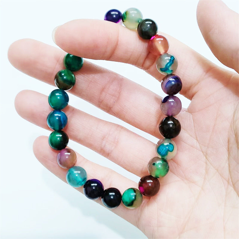 Ethnic Colorful Natural Stone Beaded Bracelet with Agate and Tiger Eye 8mm