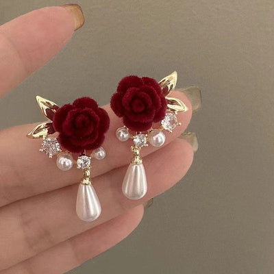 1 Pair Fairy Style French Style Sweet Flower Butterfly Asymmetrical Tassel Inlay Alloy Artificial Pearls Zircon Drop Earrings