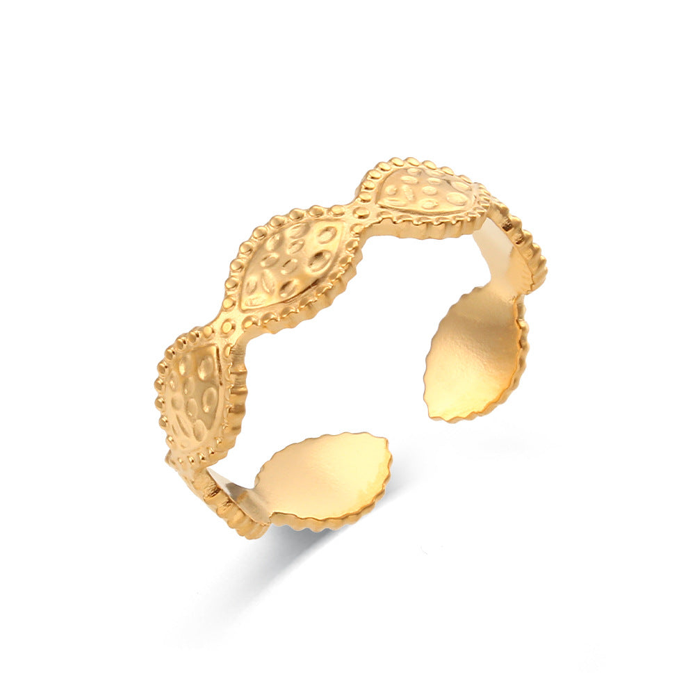 Geometric Stainless Steel Open Weave Ring - Trendy Minimalist Design