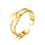 Fashion Jewelry Adjustable 18K Gold Titanium Steel Open Ring for Women