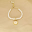 18K Gold Plated Adjustable Letter Pendant Imitation Pearl Bracelet