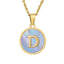 Titanium Steel Blue Shell Initial Pendant Necklace