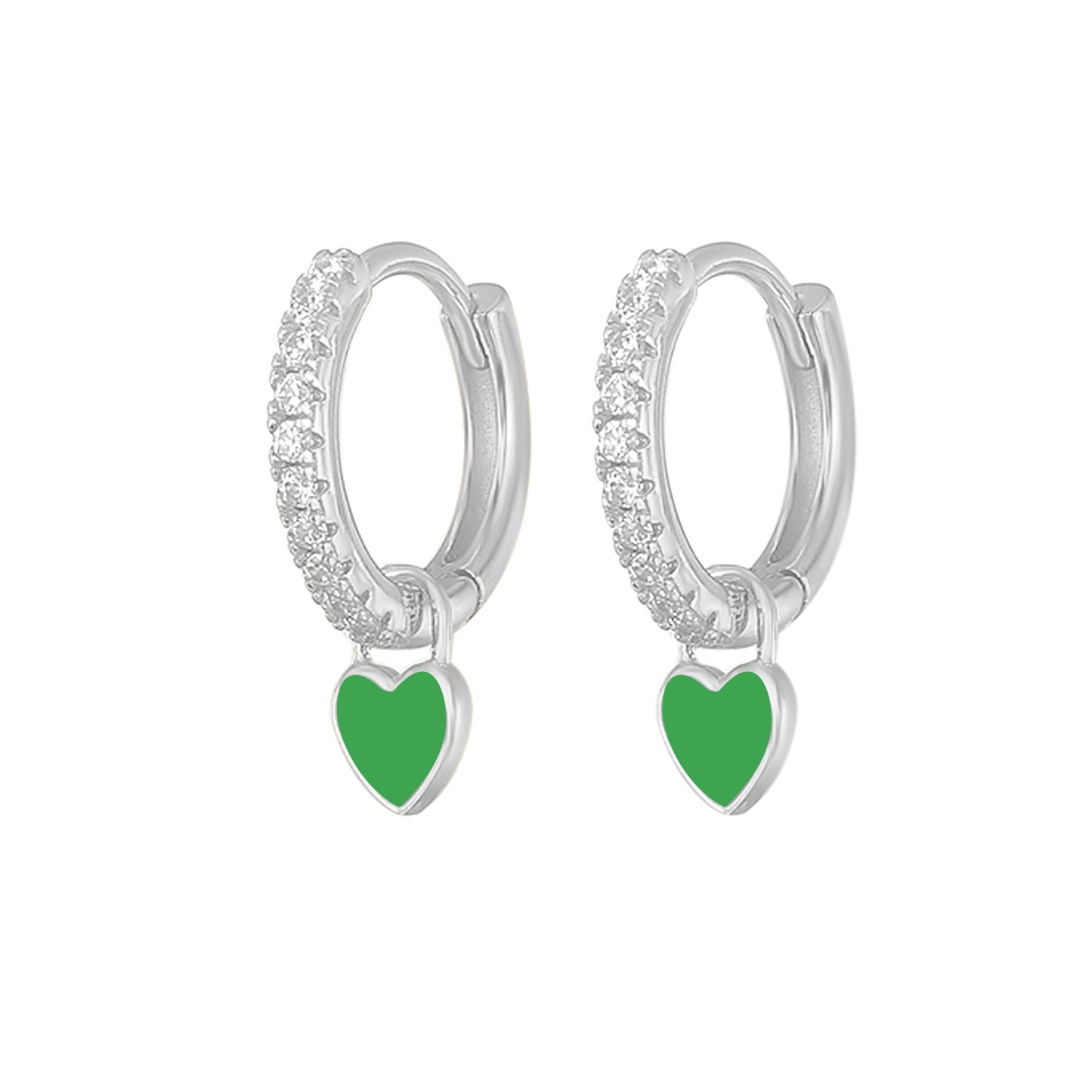 Fashion Geometric Heart Zircon Inlay Drop Earrings in Sterling Silver