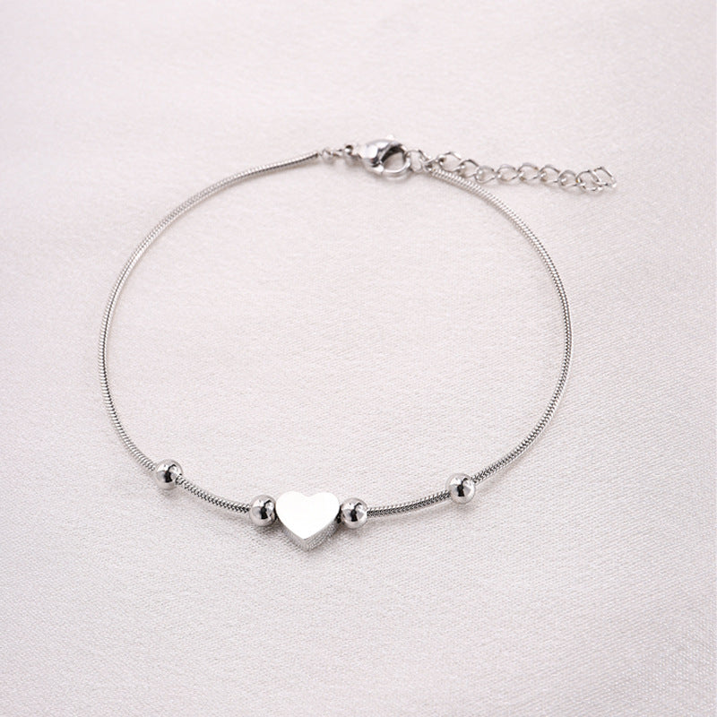 Minimalist Heart-Shaped Titanium Steel Bracelet for Girls - Luxury Design, Non-Fading, Personalized Gift