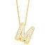 Simple Style 18K Gold Plated Alphabet Pendant Necklace with Zircon Inlay