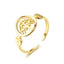 Fashion Jewelry Adjustable 18K Gold Titanium Steel Open Ring for Women