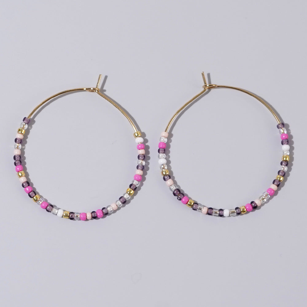 1 Pair Minimalist Rainbow Beaded Glass Earrings for Women