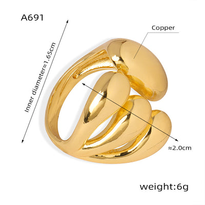 Elegant Geometric 18K Gold Plated Open Copper Ring