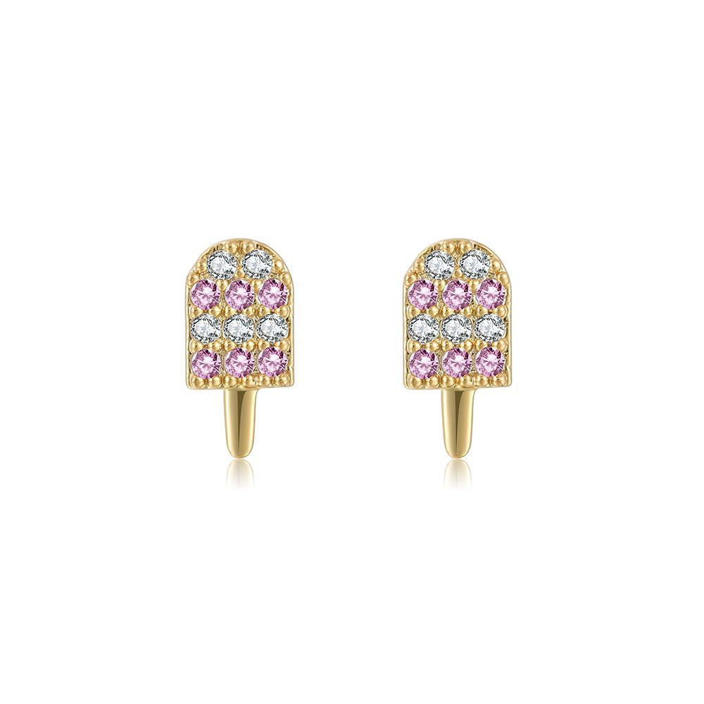 Ethnic Geometric Gemstone Lollipop Ice Cream 18k Gold Plated Earrings