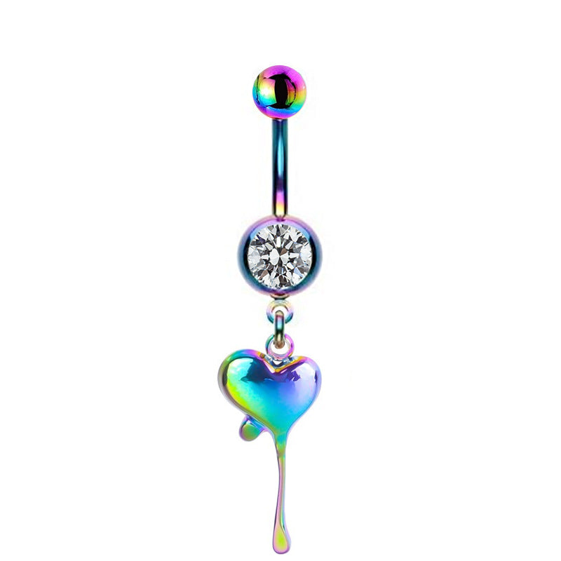 Hip-hop Rock Starry Sky Moon Rhinestone Belly Ring Stainless Steel Alloy White Gold Plated