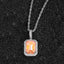 Hip-hop Square Zircon Gemstone Pendant Necklace