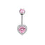 Heart Shape Zircon Inlay Stainless Steel Belly Ring