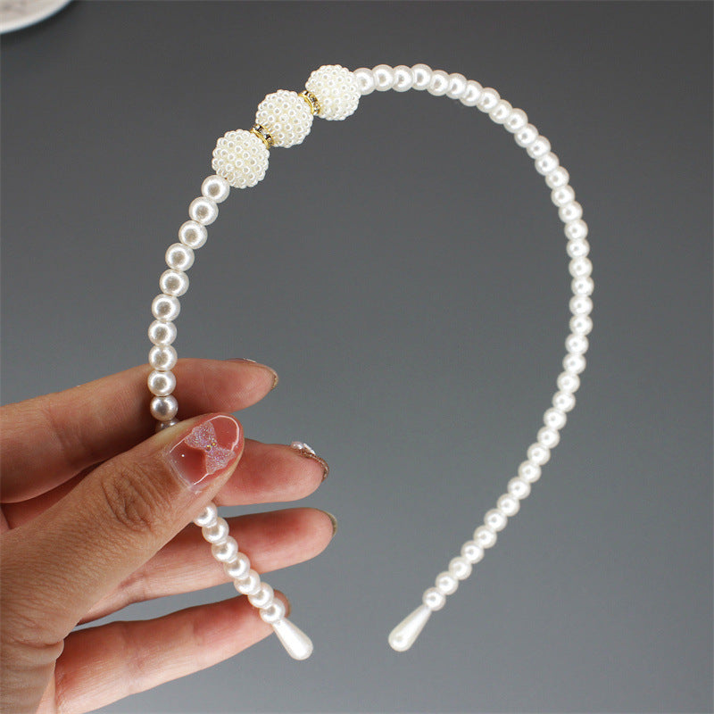 Bridal Pearl Hair Band - Korean Style Elegant Headband and Hairpin Set