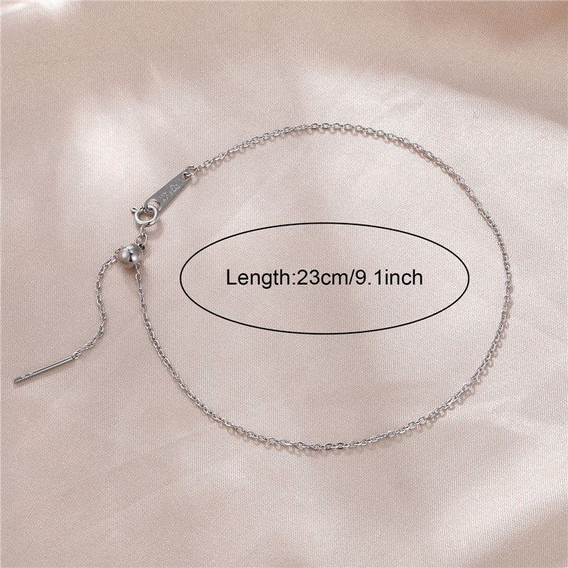 18K Gold Plated Stainless Steel Lingge Chain Anklet - Minimalist Blade Design