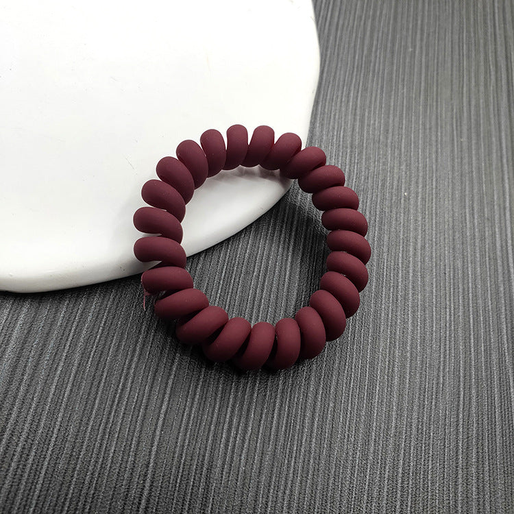 Simple Solid Color Rubber Hair Tie & Frosted Traceless Head Rope Set