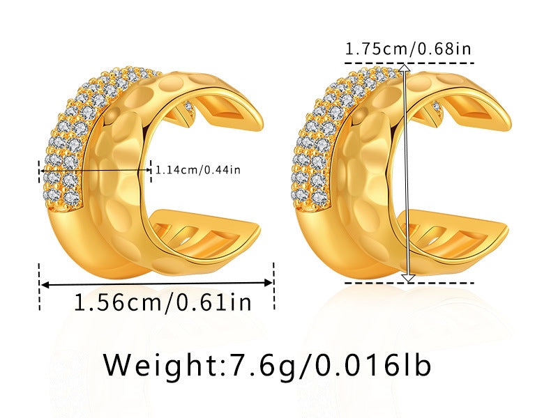 Elegant Butterfly Zircon 18k Gold Plated Copper Ear Cuffs