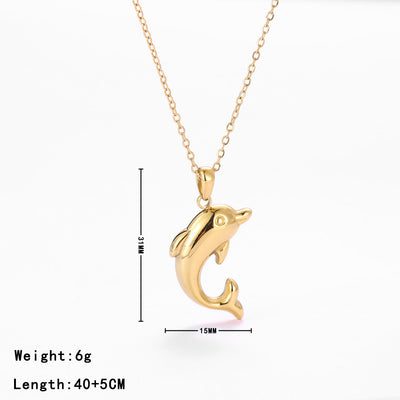 Retro Dolphin Stainless Steel Pendant Necklace - Minimalist Artistic Design