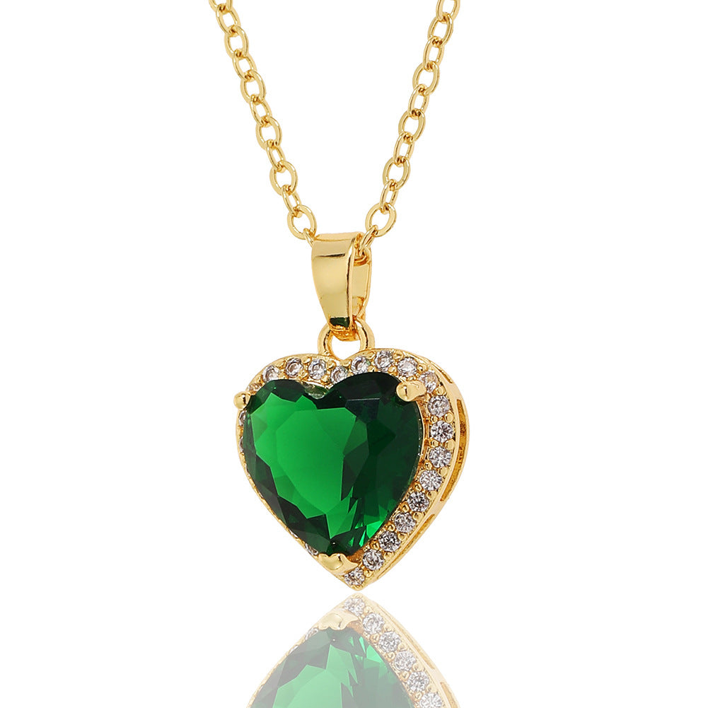 Sweet Heart Shaped Gold Plated Zircon Pendant Necklace