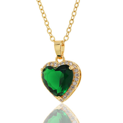 Sweet Heart Shaped Gold Plated Zircon Pendant Necklace