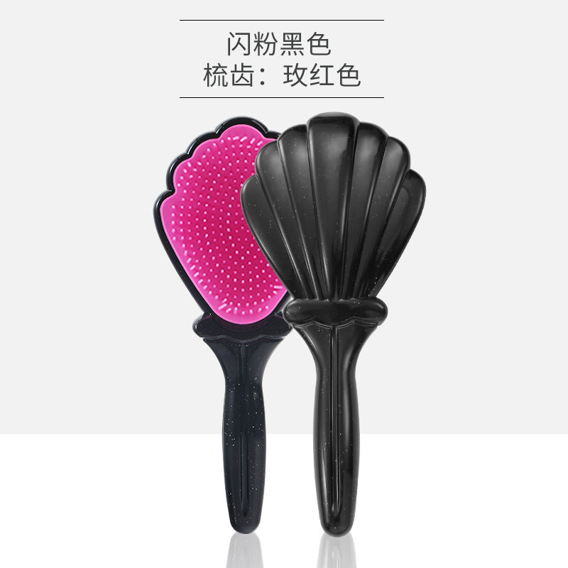 Elegant Glitter Handle Shell Hair Comb - Anti-Knot & Smooth Finish