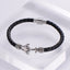 Hawaiian Anchor Leather Men's Bracelet with Stainless Steel Magnet Clasp