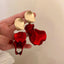 1 Pair Vintage Red Rose Zircon Alloy Drop Earrings