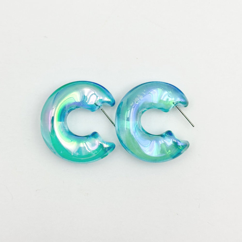 Aurora Candy Color Acrylic C-Shape Earrings for Women